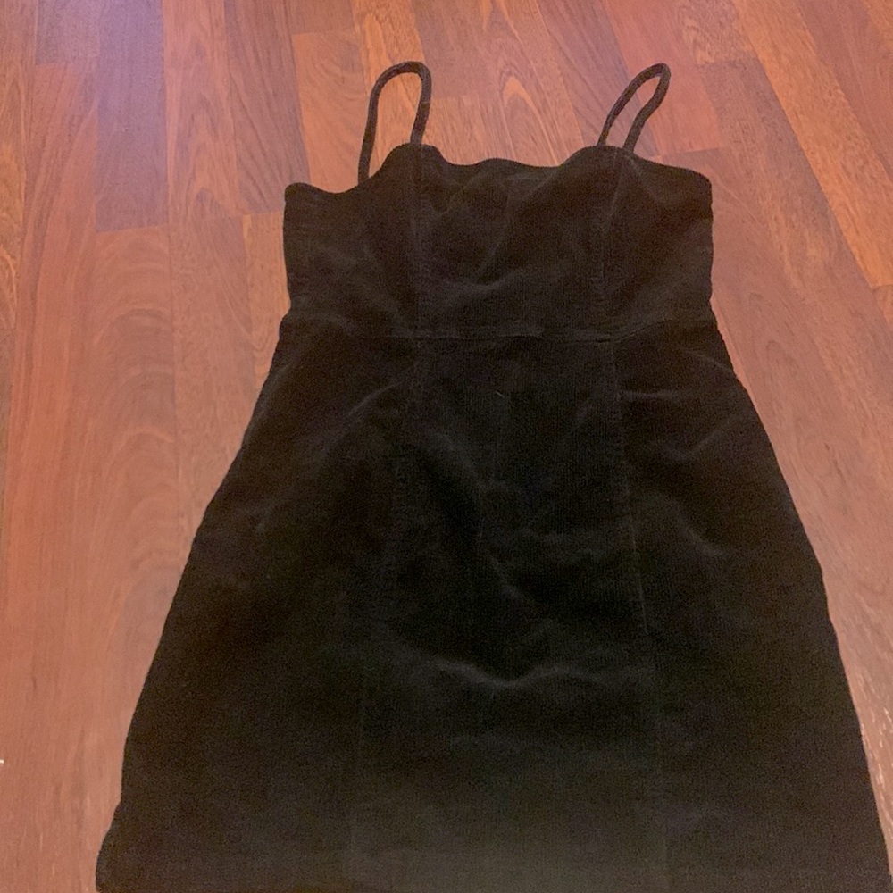 Cordaroy black dress, gold zipper, size medium
